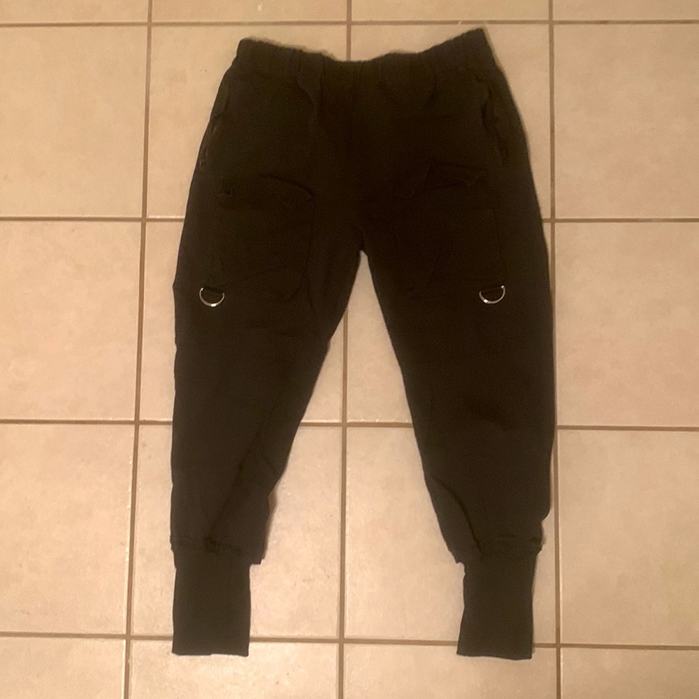 Zaful mens Cargo Pants Black Joggers Medium